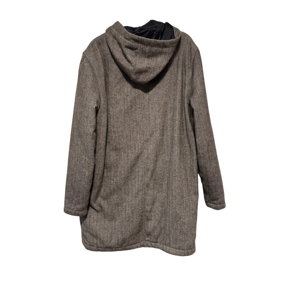 And Now This Brown Herringbone Hooded Coat M - Picture 12 of 12